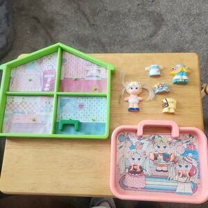 Vintage Dolly Pops Lot birthday party, Figure, Clothes and addtl. green house